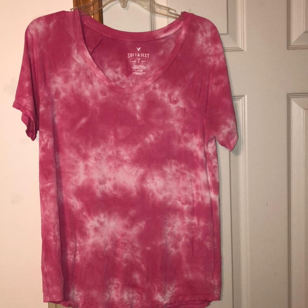 pink tye dye v- neck soft & sexy